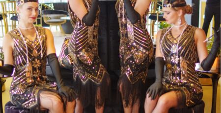 Gatsby-style dancers in vintage costumes performing at a corporate event in Toronto
